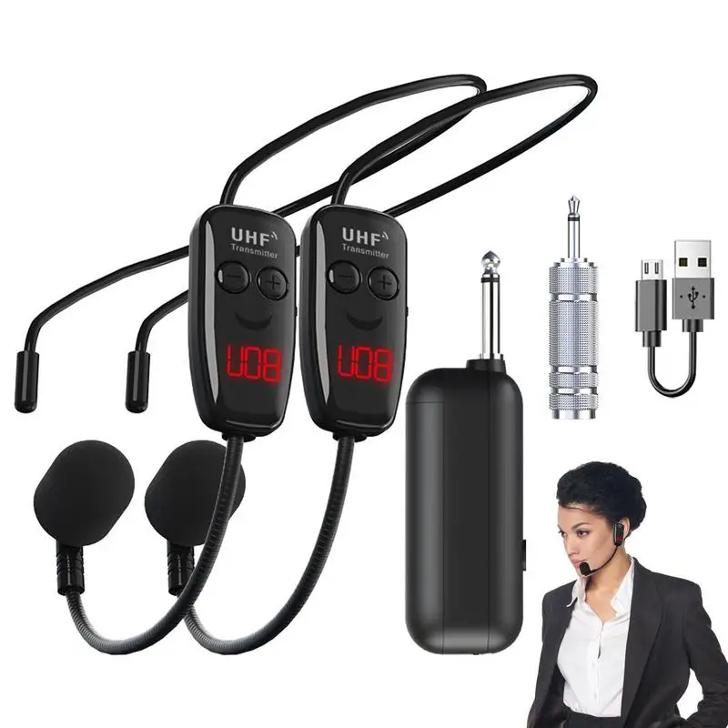 UHF Wireless Microphone Headset Digital Wireless Mic For Fitness 50M Range For Amplifier Wireless Microphone System Uhf