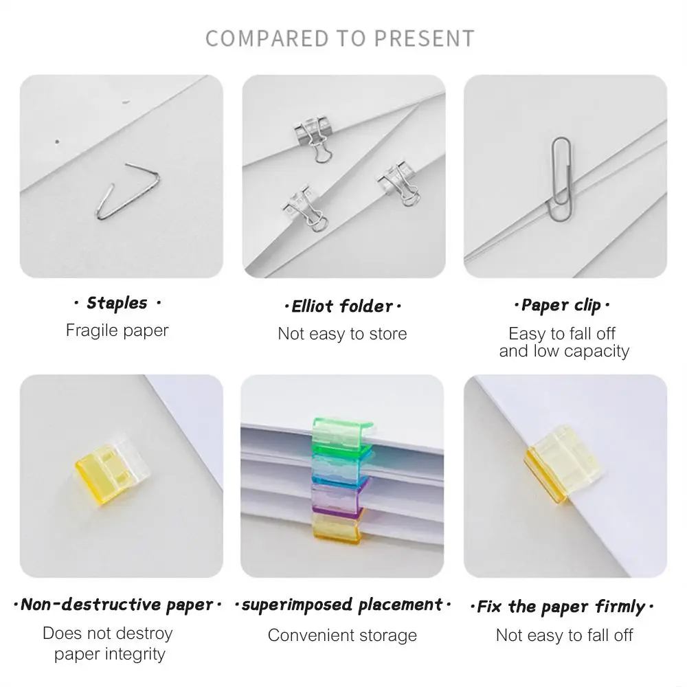 High Quality Candy Color Letter Paper Clip Multi-function Transparent Test Paper File Folder Plastic Push Clip Stationery