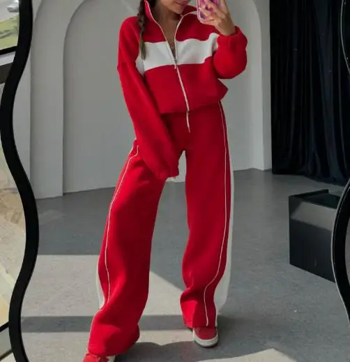 

Women's Two-Piece Set 2025 Autumn Winter New Casual High-End Contrasting Comfortable Loose Hoodie Set Pants for Women