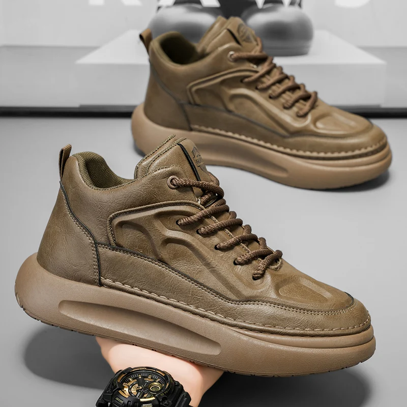 

Men Shoes Fashion Genuine Leather Loafers Breathable Autumn Lace Up Comfortable Casual Shoes Outdoor Men Sneakers Shoes