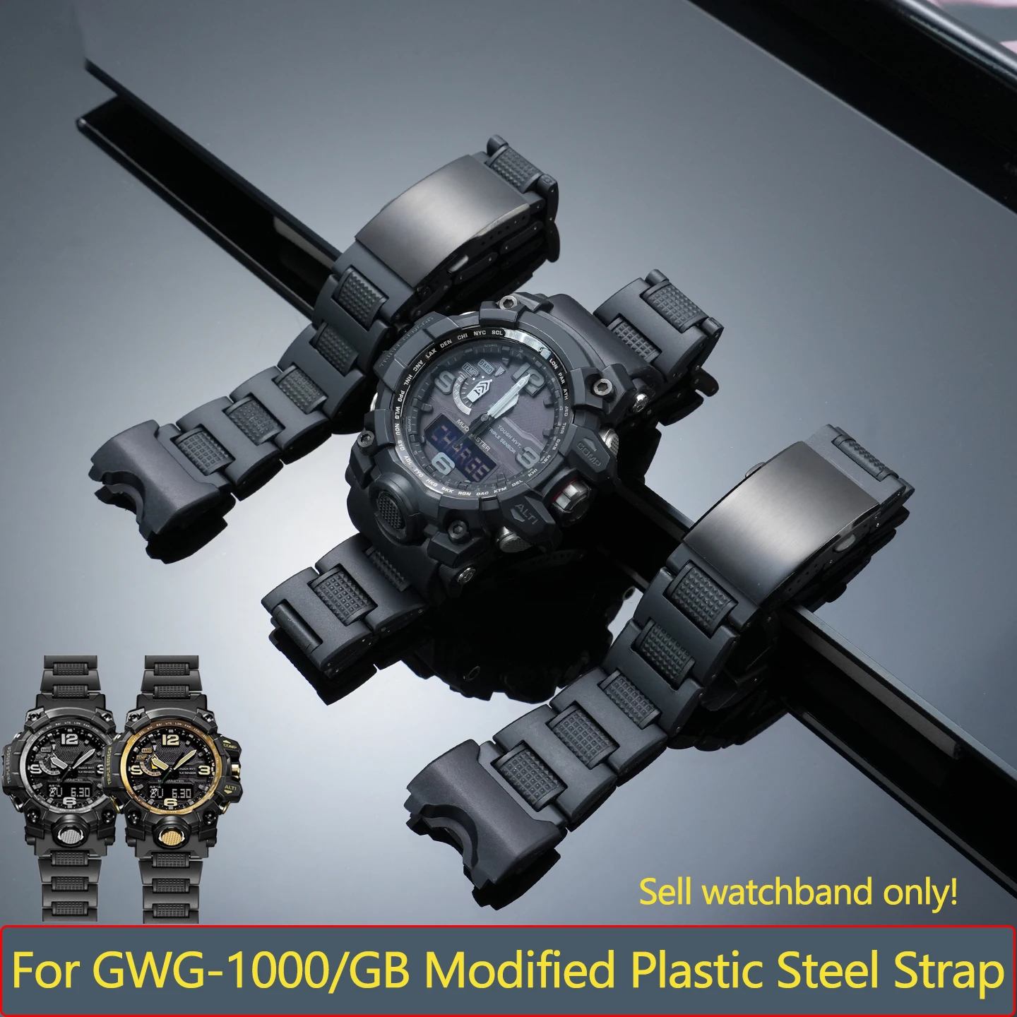 For Casio Big Mud King Generation GWG-1000/GWG-1000GB Modified Lightweight Composite Plastic Steel Strap Men's Watch Accessories
