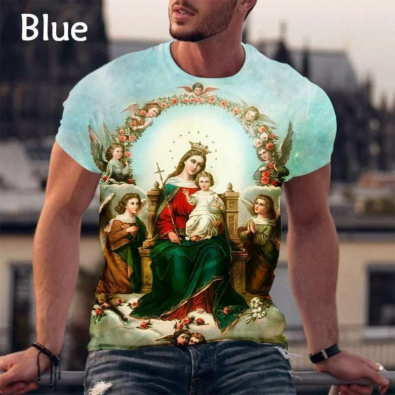 

Fashion Virgin Mary Printed 3D T-shirt Funny Personality Fashion Graphic Oversized Harajuku Casual Short-sleeved Cool T Shirt