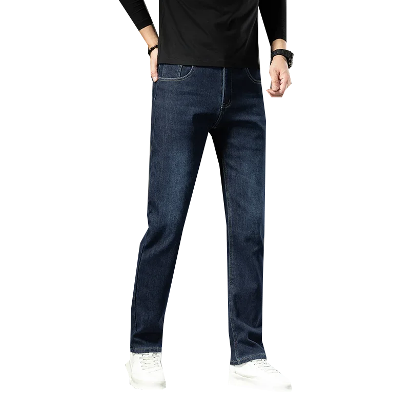 Spring and Autumn Denim Blue Gray Thick Slim Slim Straight Leg Jeans Cargo Pants Men  Teachwear  Clothes Baggy Pants