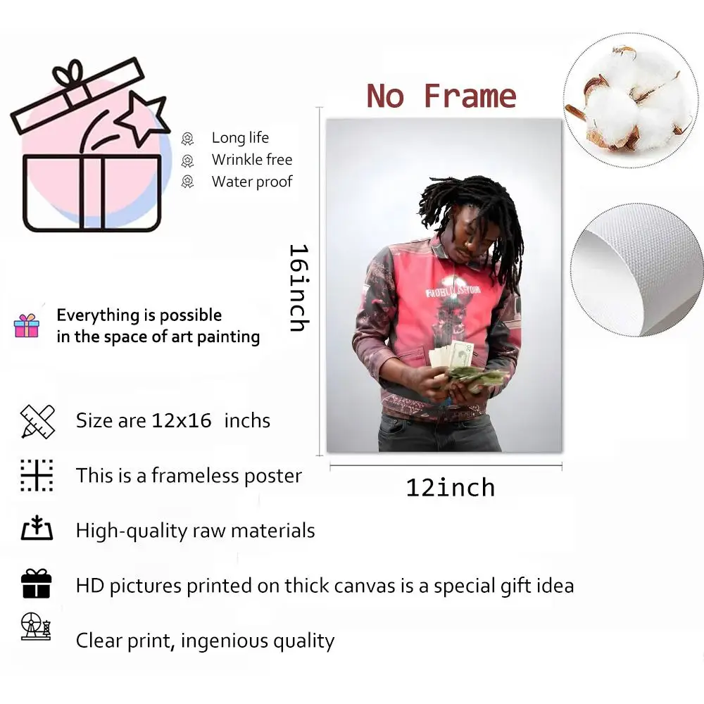 Singer Undergroundhiphop Lucki Painting Calligraphy Canvas Print Wall Mural for Living Room Decor Gifts