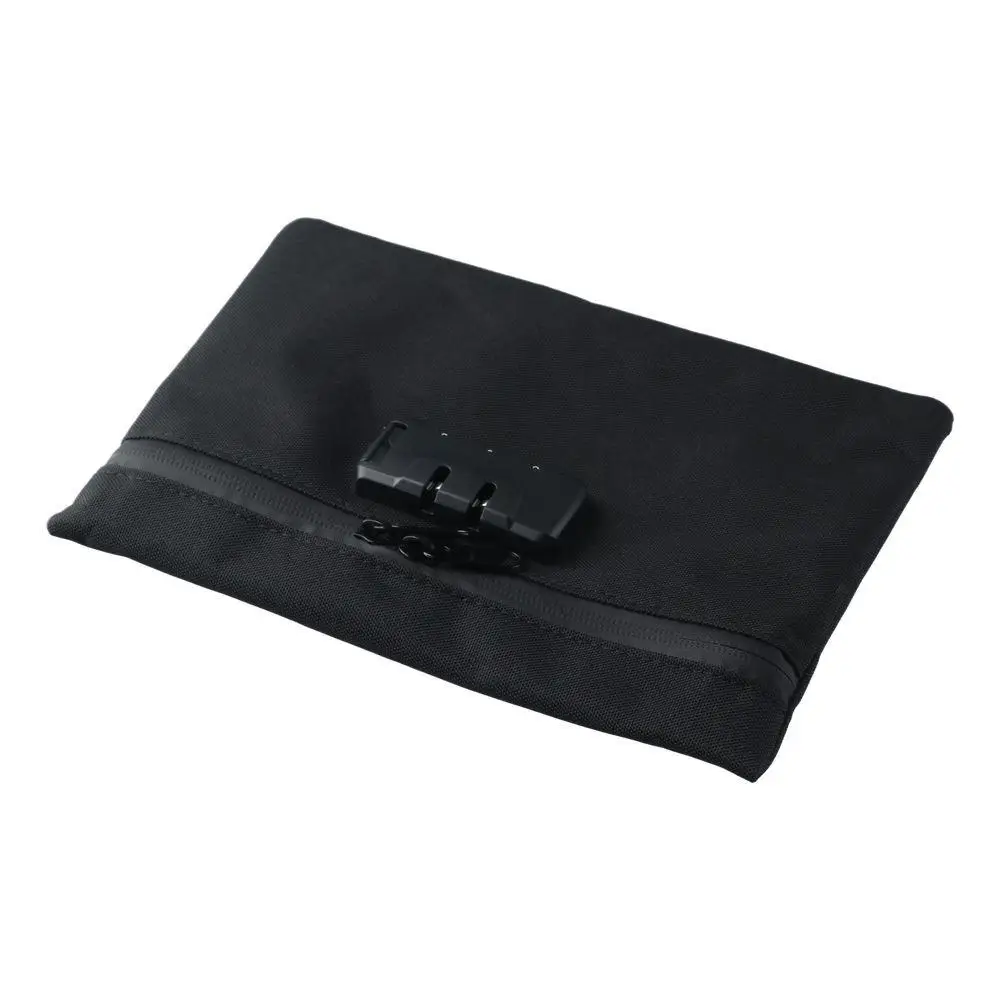 Portable Money Bag With Lock Combination Lock Black Security Bag for Cash Locking Accessories Pouch with Zip Document Bag Travel