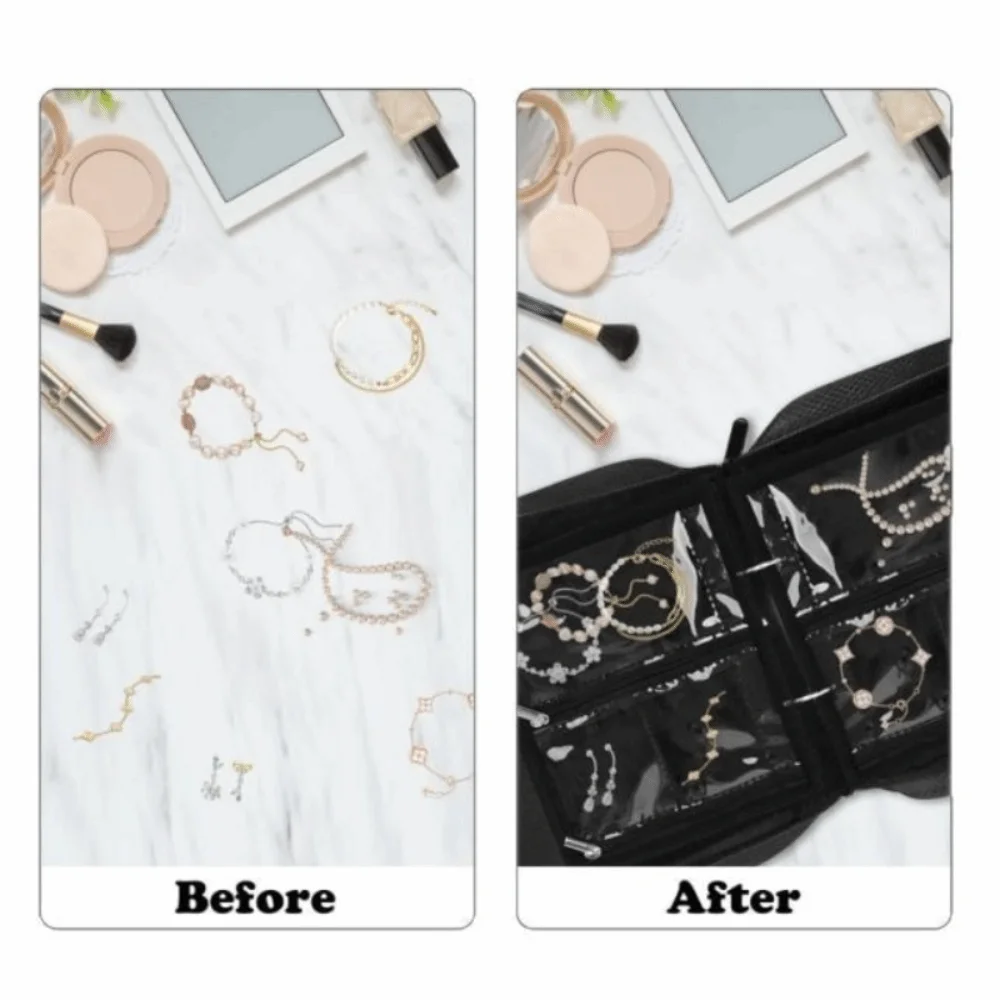 

Прозрачная сумка-органайзер из ПВХ на молнии для украшений: колье, колец, серег. Многослойная портативная упаковка для женщин.