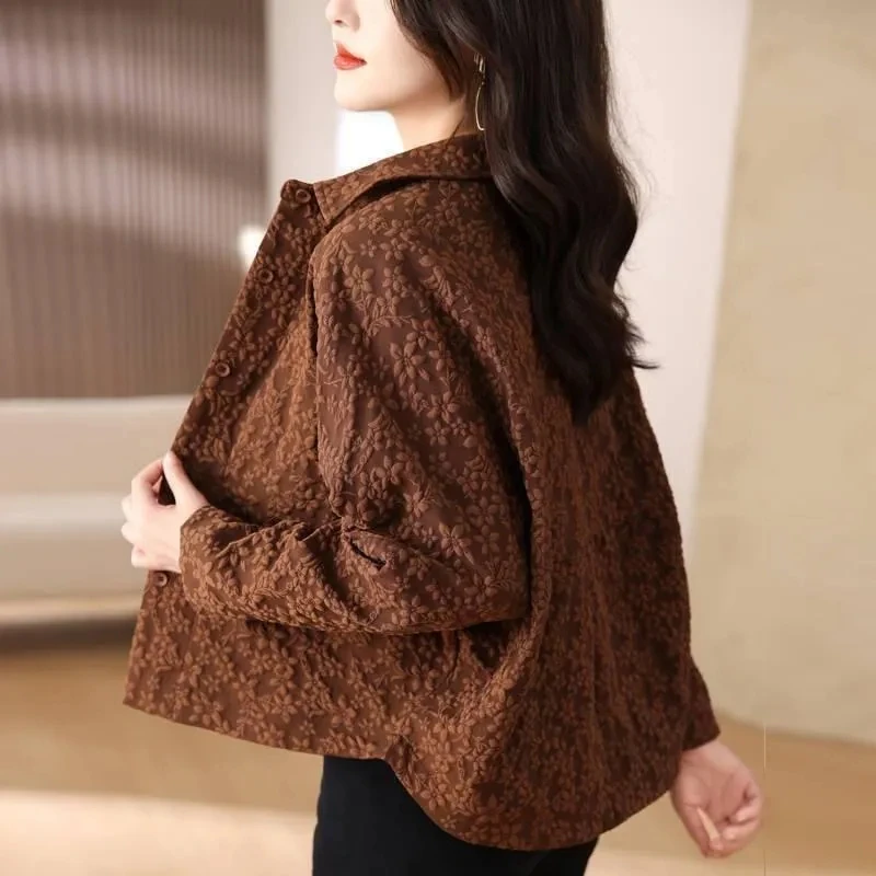 One-piece Women's Short Coat 2025 Spring Autumn Female Korean Version The New Jacket Middle-aged Mother Casual Cardigan Outwear