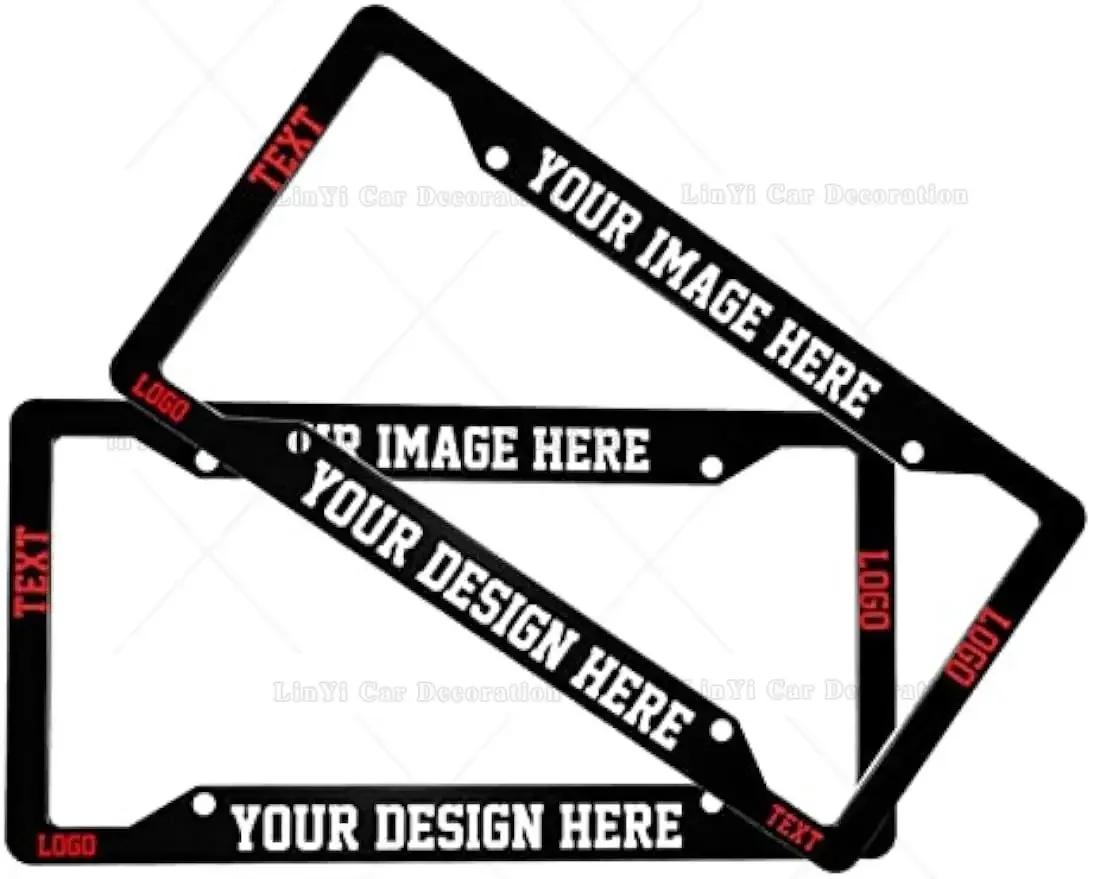 2Pack Custom Car License Plate Frame Customized Design Your Own License Plate Frame with Text Image Logo with 4 Holes and Screws