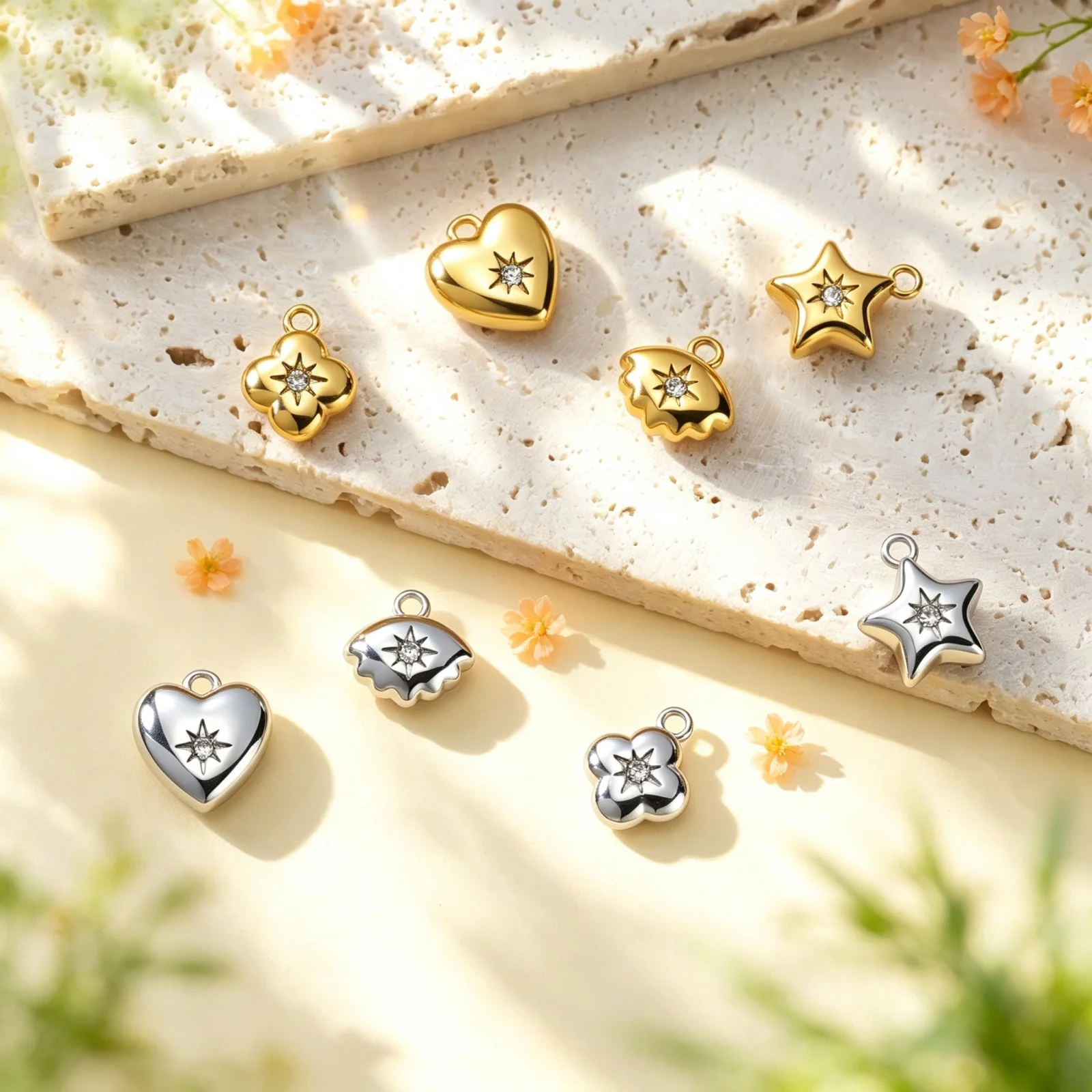 5 Stück Liebesstern-Muschelanhänger aus Edelstahl für Sommer-DIY-Halsketten, Ohrringe, Armbänder und Schmuckherstellungszubehör – Detail 4