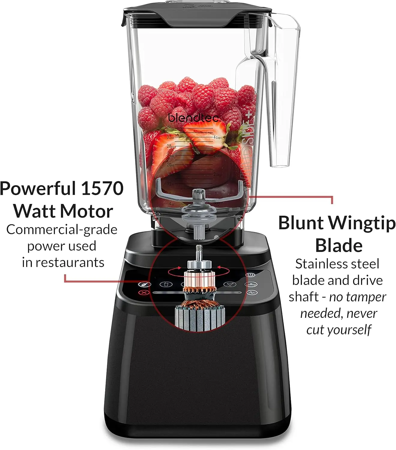 Original Designer Series Blender and 90 Oz WildSide+ Jar - Kitchen Blender Bundle - Stainless Steel