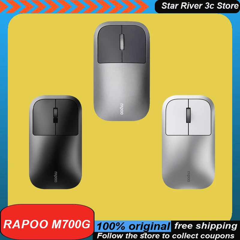 

Rapoo M700g Wireless Mouse Aluminum Alloy Process Bluetooth Dual-Mode Lightweight Ergonomics Laptop Mini Silent Office Mouse