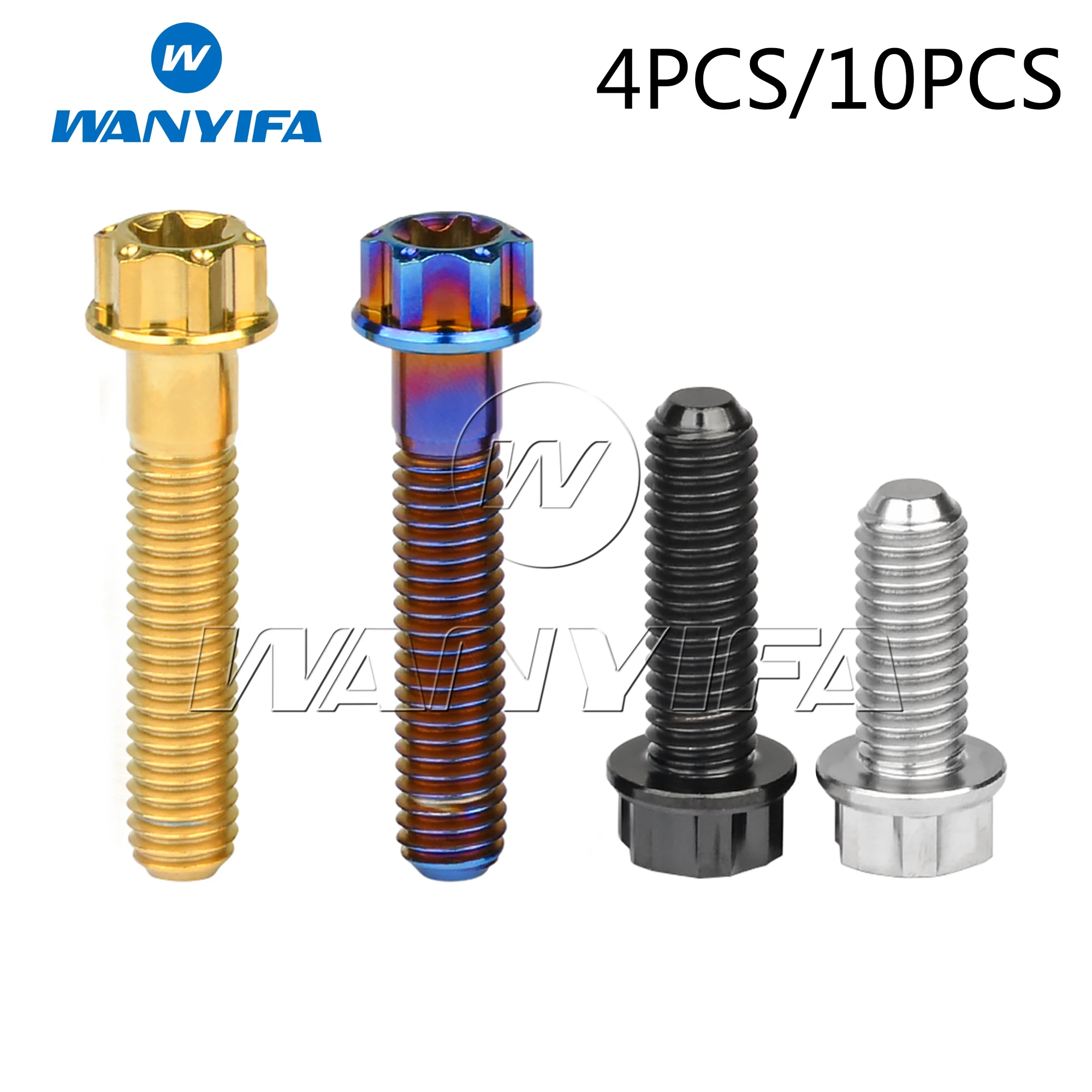 Wanyifa Titanium Bolt M6x15/20/25/30mm Torx T30 Head Screws for Motorcycle Modification 4/10pcs