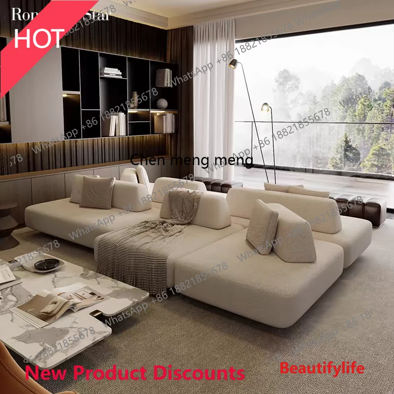 

P32 Double-sided sofa free combination module horizontal hall cream wind designer back to back movable