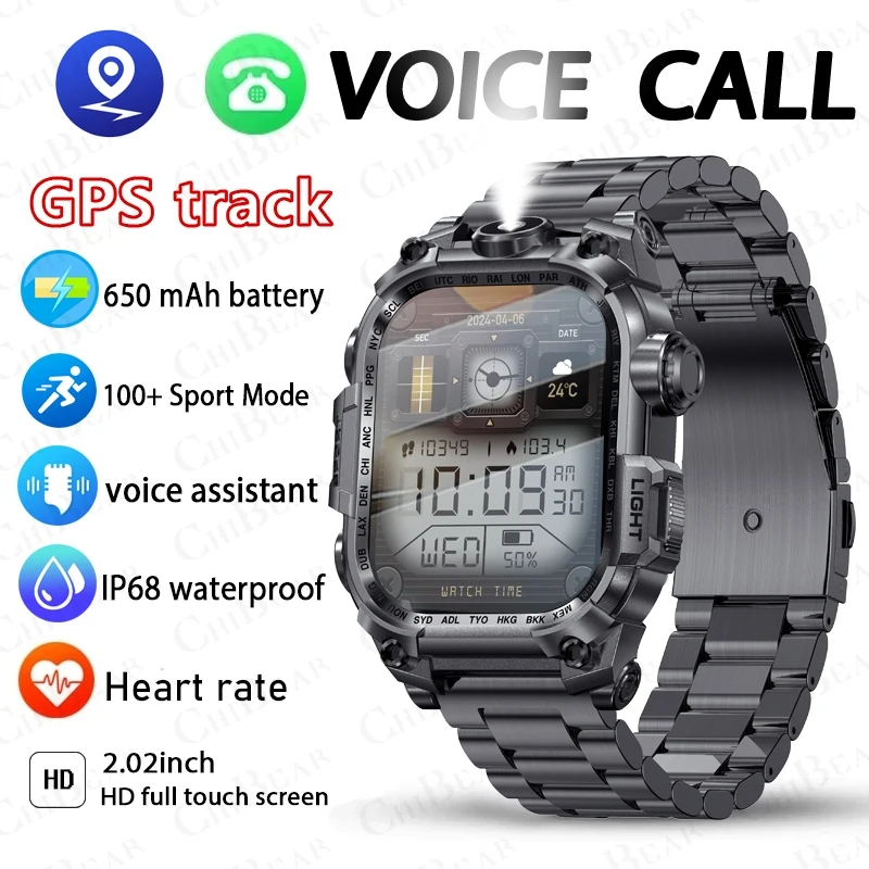 

For Huawei Xiaomi Smartwatch GPS Outdoor Sports NFC Bluetooth Call Waterproof Watch LED Light 650 mAh Battery Smart Watch Men