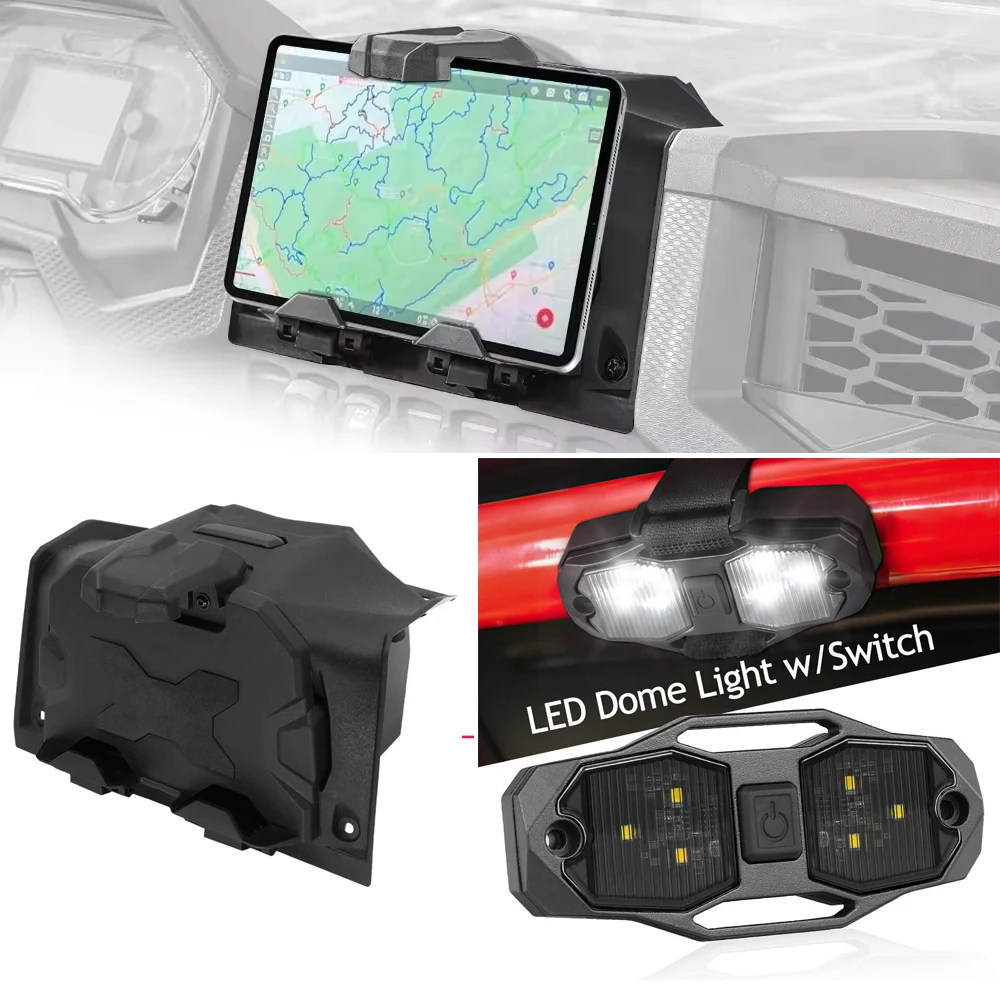 

for Polaris RZR XP 1000 XP4 Turbo UTV SXS LED Interior Dome Light 12V Universal Roll Bar Mount w/ Tablet Holder with Storage Box
