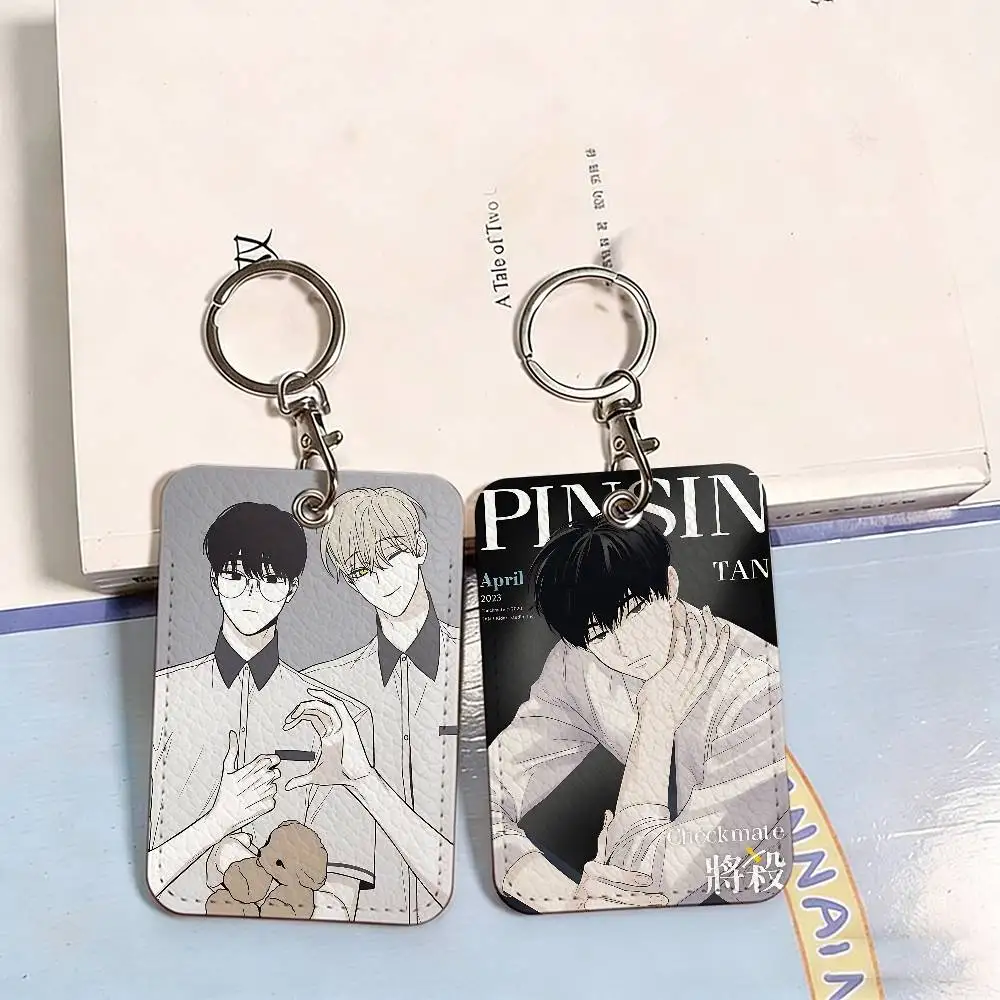 Check Mate bl Anime Rectangle Keychain Card Holder, Badge Credit Card Holder, Student ID Card Holder, Bus Cards Cover
