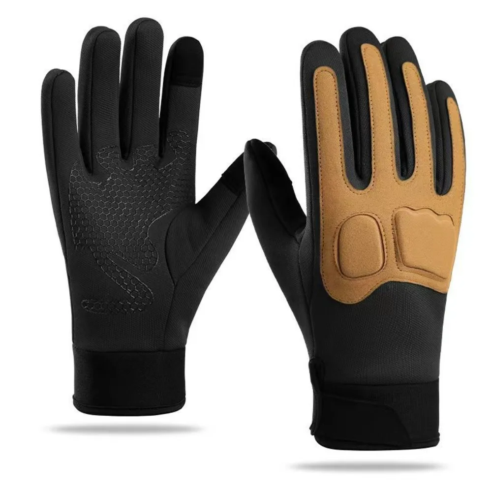 Touch Screen Gloves Men Women Winter Warm Cycling Motorcycle Non-Slip Hexagon Palm Knuckle Protection Windproof Outdoor Mittens