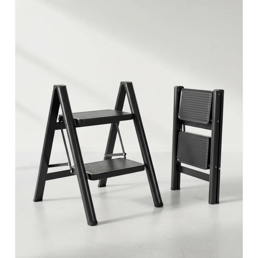 

Складной 2-ступенчатый табурет-лестница, углеродистая сталь емкостью 330 фунтов, нескользящая широкая педаль для домашнего кухонного шкафа