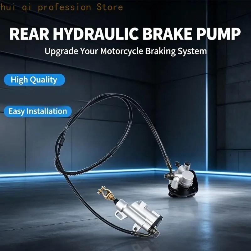 Rear Brake Assembly with Hydraulic Brake Pump, Hose and Caliper, Foot Brake Replacement Part for 50-110CC Repair H8WE