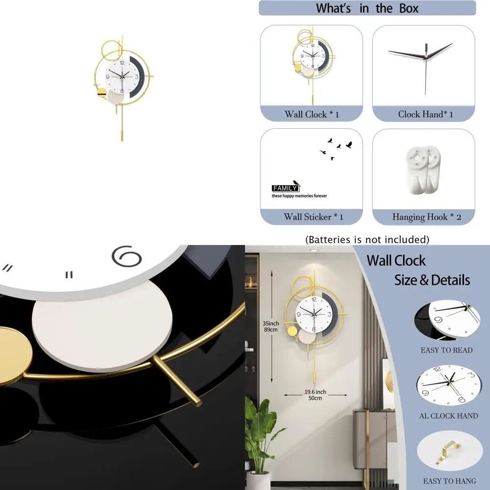 

Современные большие бесшумные настенные часы, на батарейках, 20x35 для декора дома и офиса