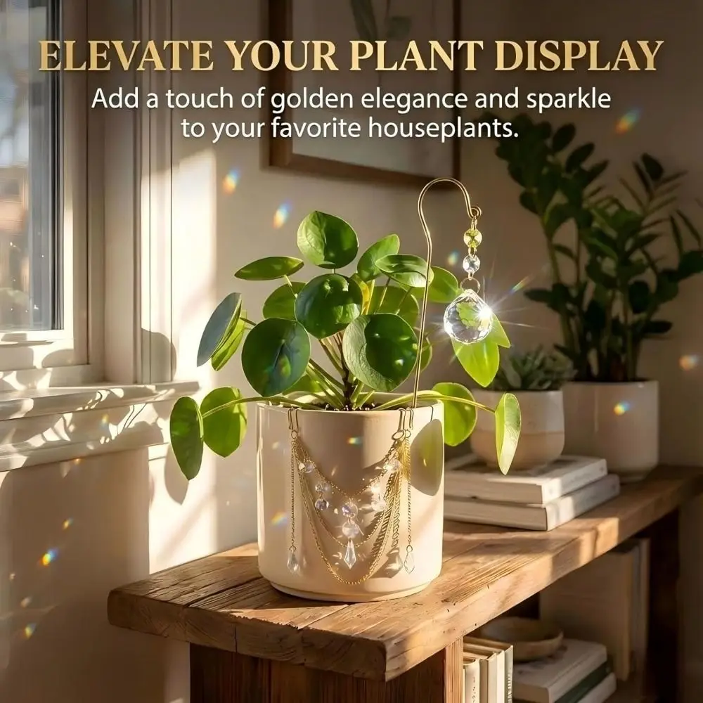 Handmade Crystal Suncatcher Pot Accessory Decorative Hanging Drop Bead Window Decor Plant Decoration Plant Pot Pendant