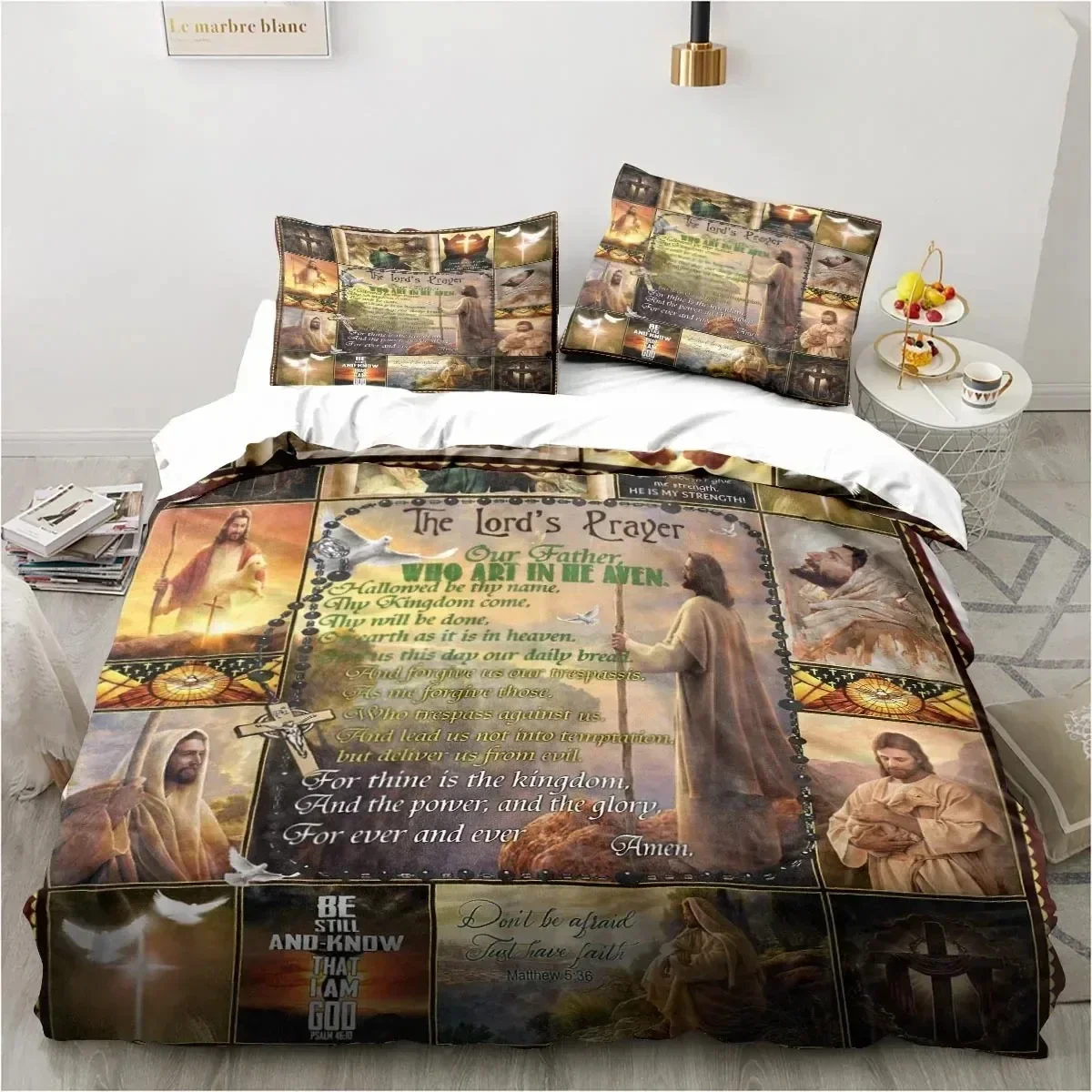 Exquisite Jesus Christ Church Mary Christian Religious Bedding Set Duvet Cover Bed Set Quilt Cover Pillowcase Comforter king Que
