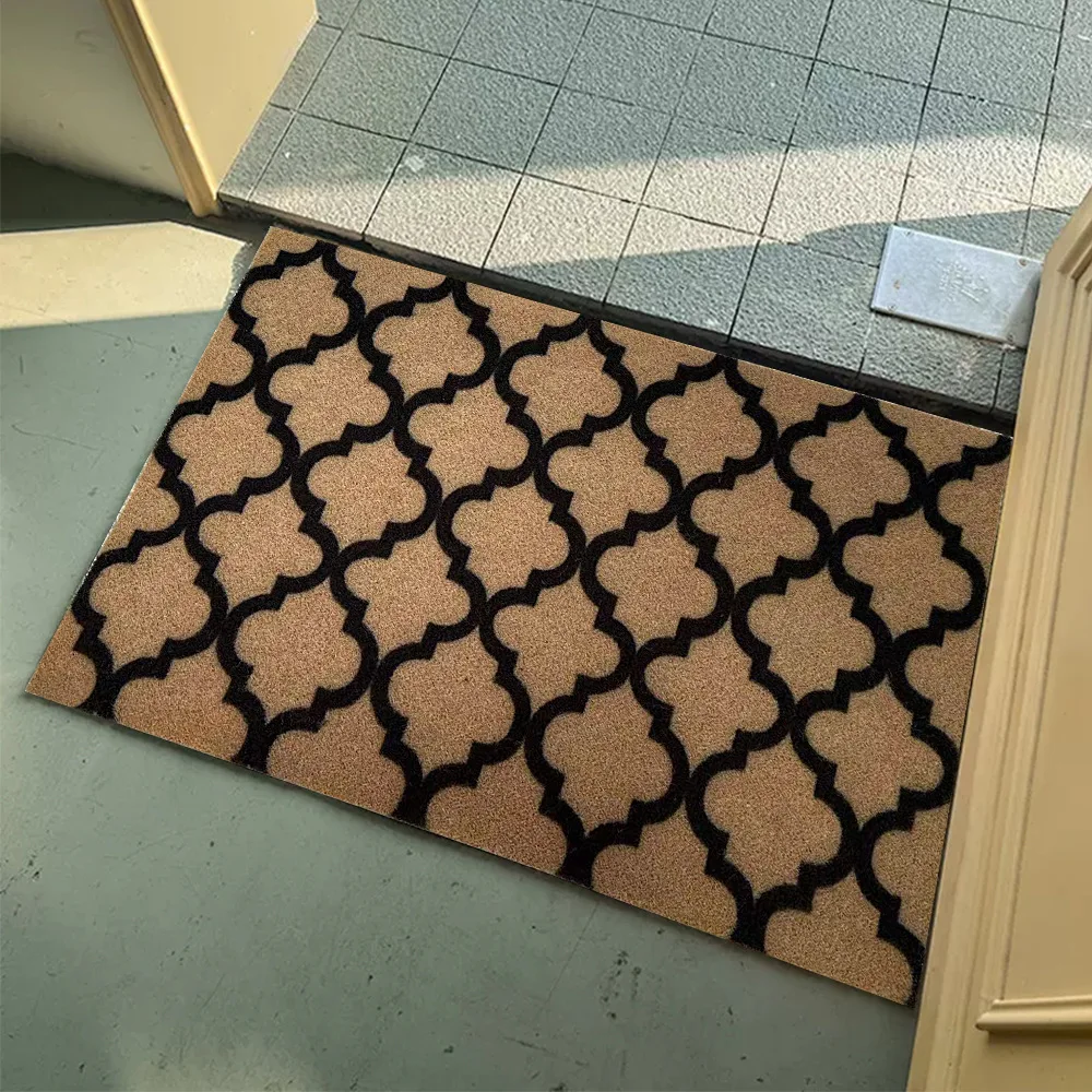 Imitation Coconut Palm Foot Mat Flannel Diamond Grid Shaped Entrance Anti Slip Rug Remove Dust and Rub Against The Soil Carpet