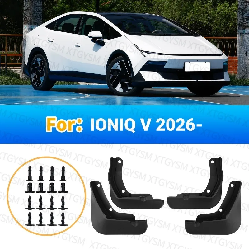 4Pcs Mud Flaps For Hyundai IONIQ V 2026 Pure Electric Coupe SedanFront Rear Splash Guards Mudguards Custom Fit Car Accessories