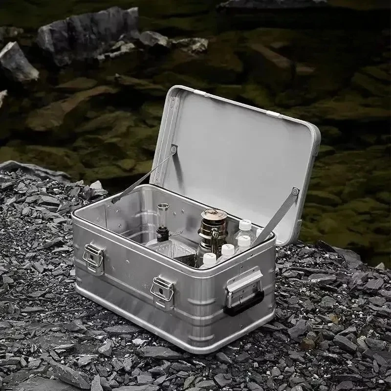 Out-door Storage Box Camping Pic-nic Travel Aluminum Alloy Large Capacity Box Sil-ver Storage Bag 30-80L