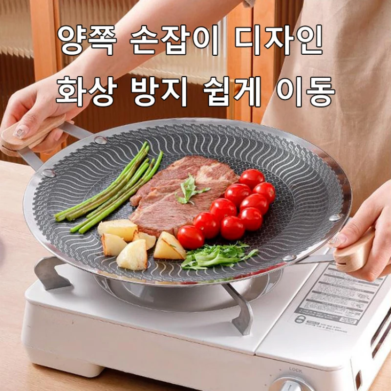 Edelstahl Grill platte koreanische multifunktion ale tragbare Outdoor-Camping kassette Grill platte