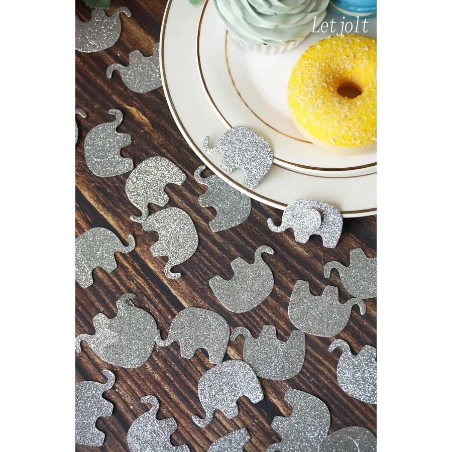 Decorações de confete de elefante para chá de bebê, botão para chá de bebê, suprimentos para festa de aniversário, tema de elefante, gênero re