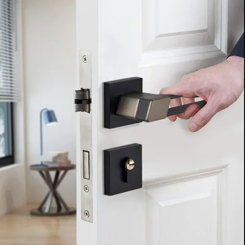 Zinc alloy silent indoor bedroom door lock household simple hollow split lock wooden door universal handle lock