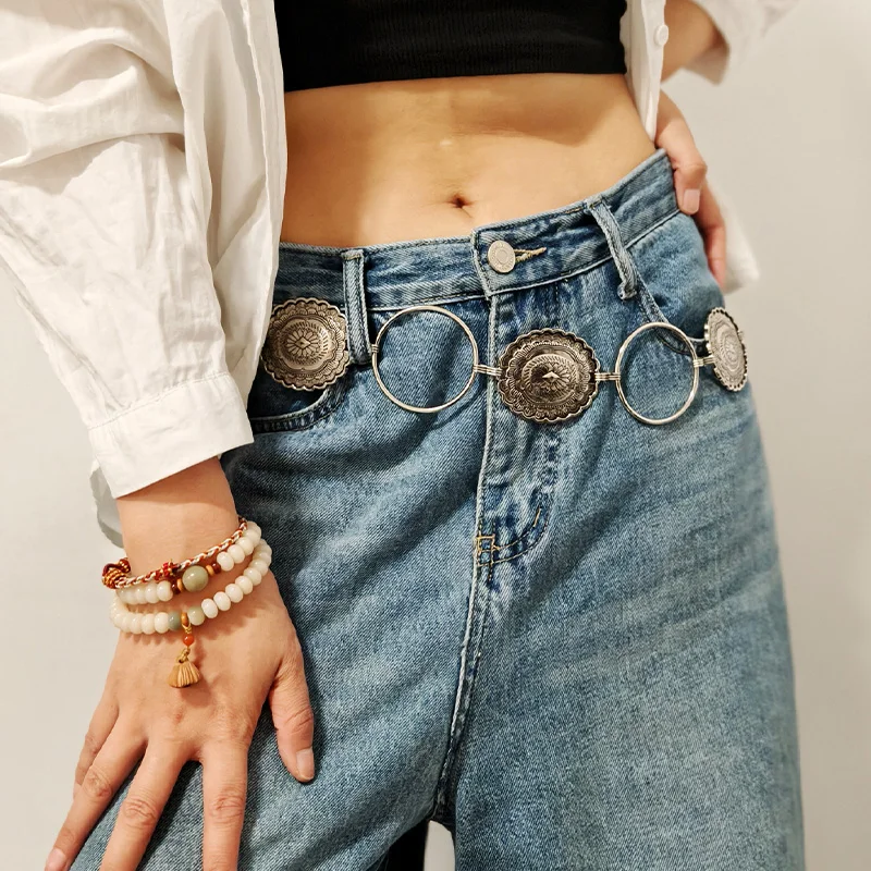 New Fashionable Hollow Waist Chain Metal Ring Belt Female Women s Personalized Irregular Design Geometric Shape Dress Jeans Belt