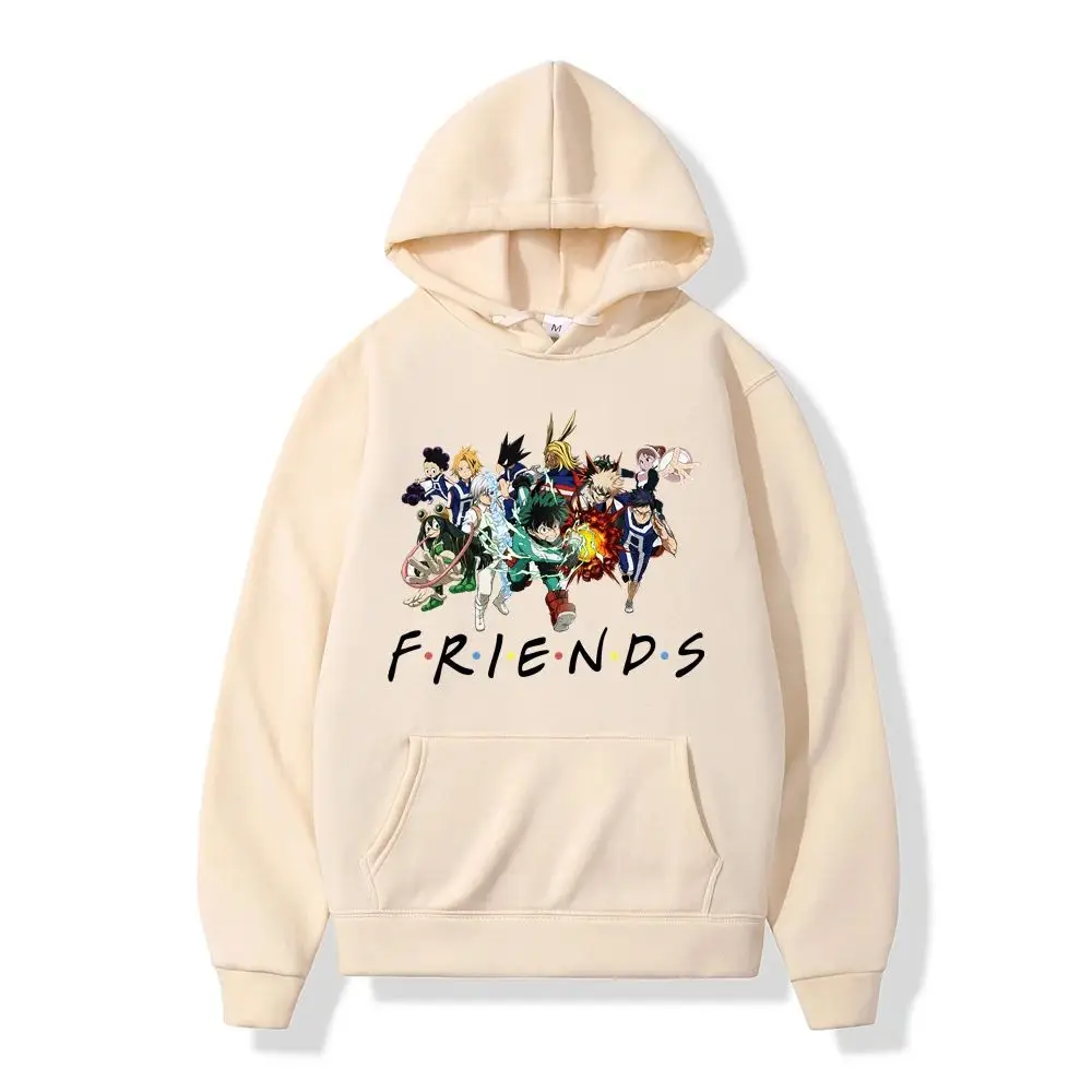 

Japanese Anime Men Hoodie Hip Hop Friends Letter Printed Men Hoodies Unisex Y2k Hooded Women Sweatshirts Clothes Streetwear