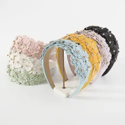 Kobiety dziewczęta skórzany kwiat Rhinestone Hairband pałąk włosy dla dorosłych akcesoria biżuteria do włosów