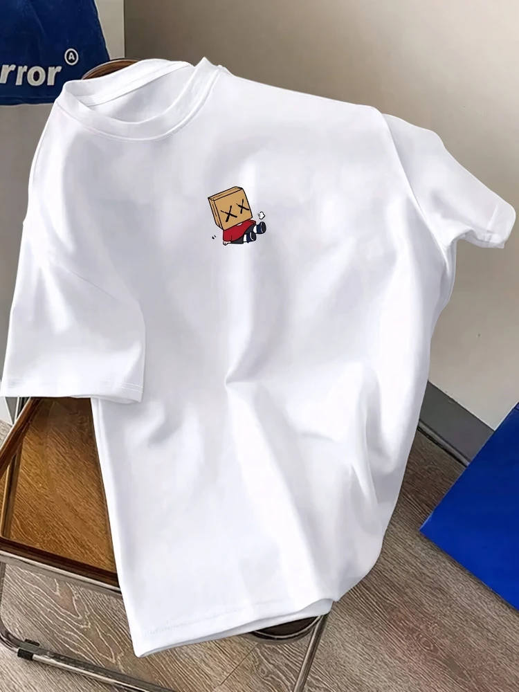 

with Playful Boxer Design -100% cotton summer casual short-sleeved Round Neck men's printed T-shirt.