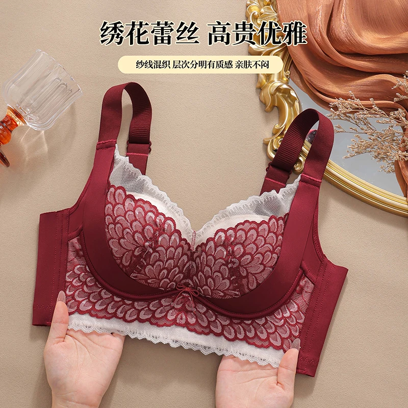 Cotton Bra Everyday - Luxuriöser dreidimensionaler Blumen-Spitzen-BH, bequemer Lift, Anti-Sagging,