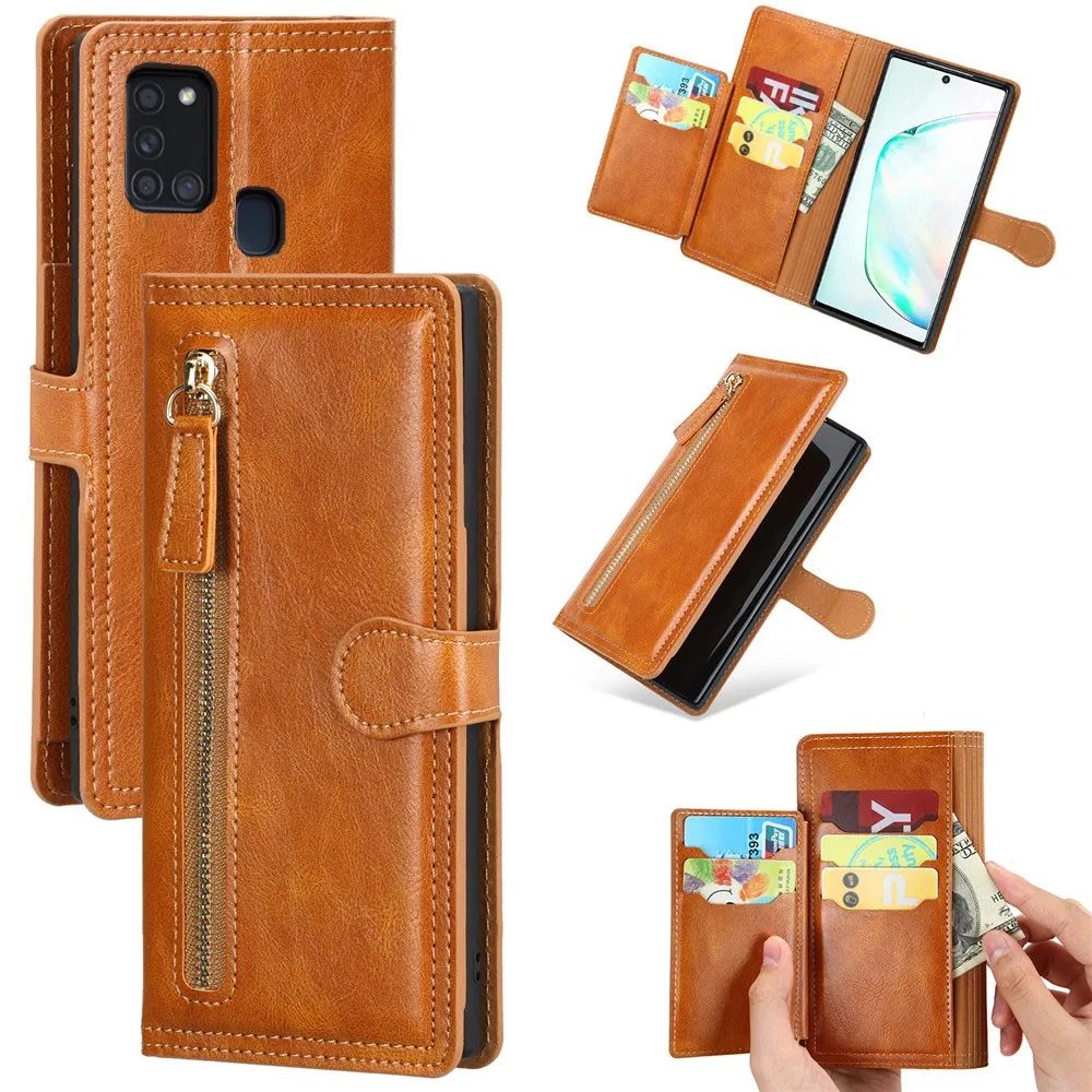 Galaxy A21s Case Leather Zipper Flip Wallet Case For Samsung Galaxy A21s Cover For Samsung A21s A217F 6.5'' Coque SM-A217F A 21s