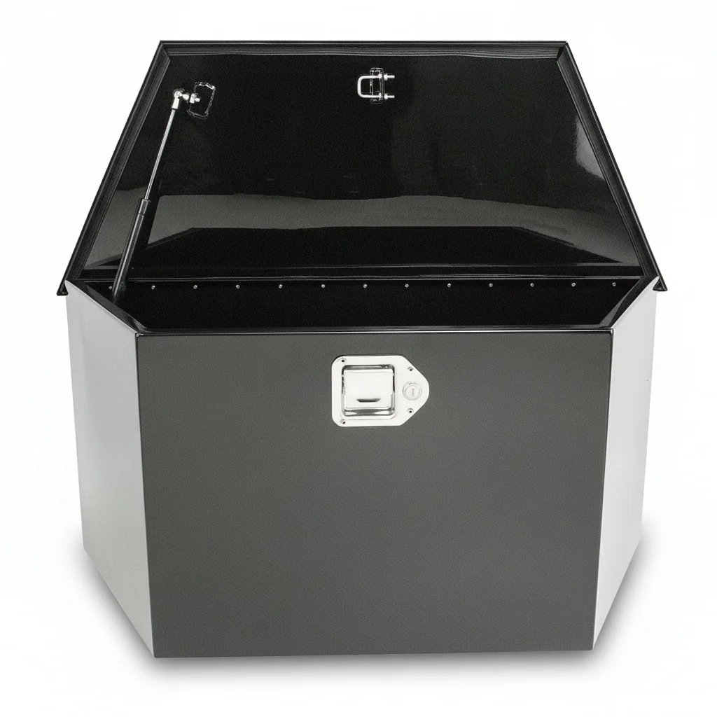 Steel Truck Tool Box, Powder Coated 1.5mm Heavy Duty Storage Toolbox with Gas Strut Lid, for Service Trucks and Trailers