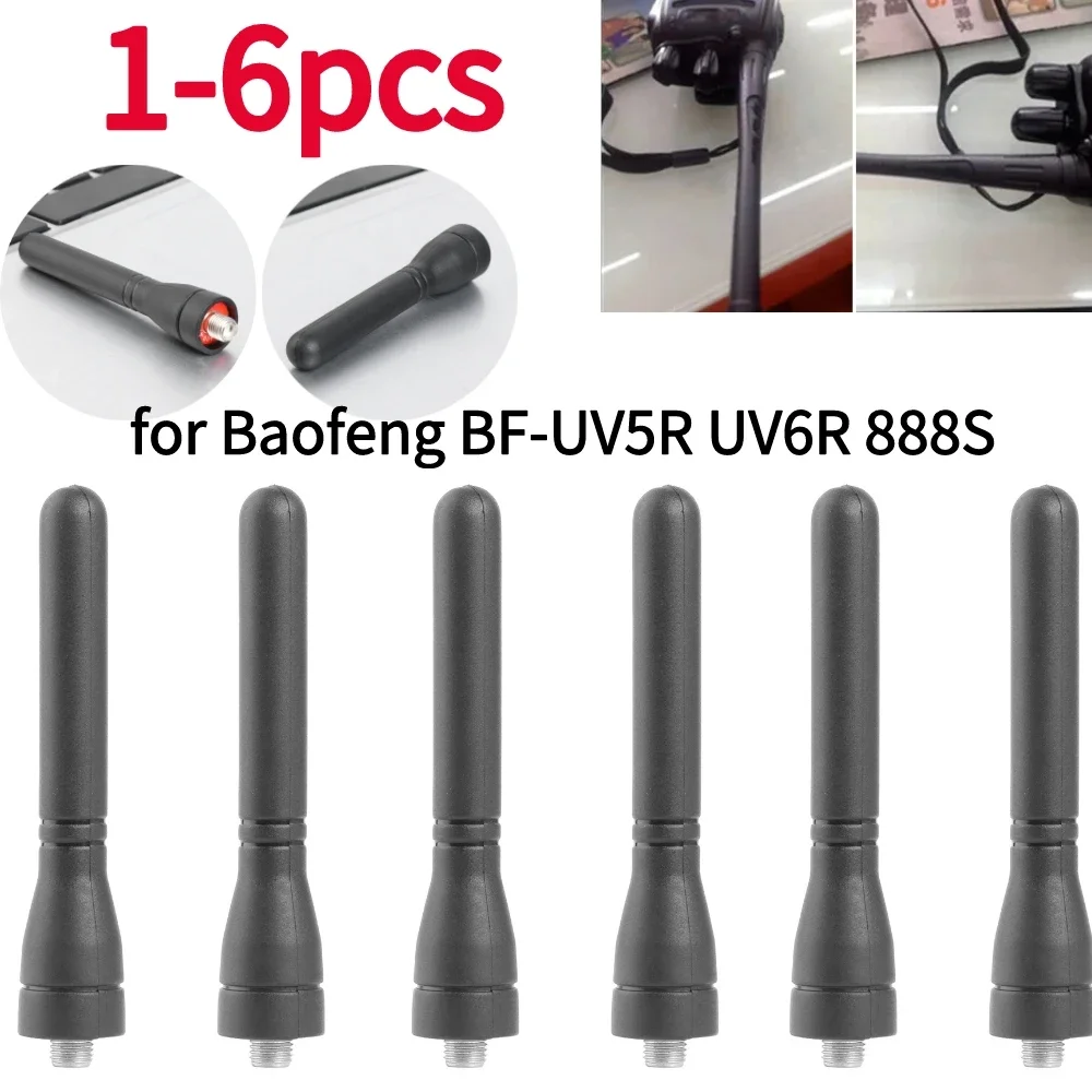 Baofeng-antena suave para walkie-talkie, dispositivo de 1-6 piezas, para BF-UV5R, UV6R, 888S, Radio de 400-470MHz, SMA-F, antena corta femenina para