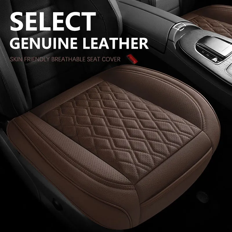 Cowhide Leather Car Seat Covers Breathable Front Car Seat Cushion Non-Slip Rear Seat Pad Universal All Weather Auto Seat Covers