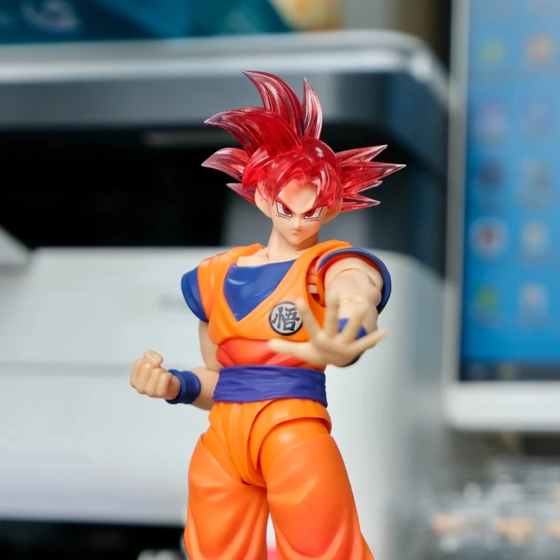 متوفر في المخزون نونو لعبة دراغون بول Z Shf سوبر سايان أنيمي نموذج لجسم الأحمر الله سون جوكو رئيس الملحقات عمل نموذج نحت الرأس اللعب #6