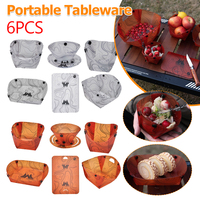 6PCS Outdoor Picnic Tableware Space Saving Cookware Multi-Purpose Camping Utensil Ultra Light Cooking Set for Travel Hiking Gear