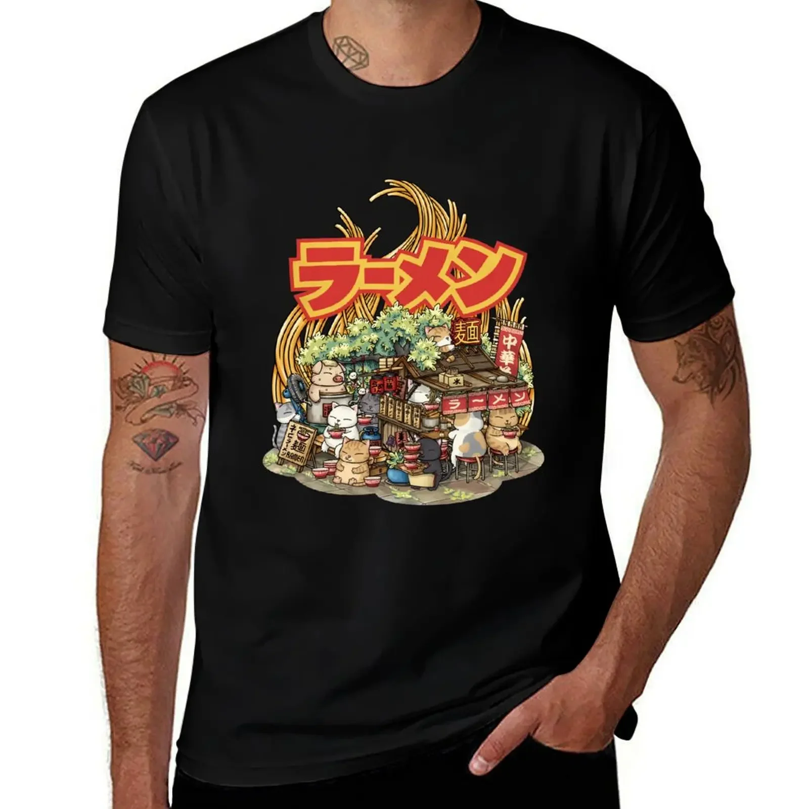 Chubby Cats Ramen Noodle T-Shirt vintage anime shirt sublime custom shirt summer shirt fitted t shirts for men