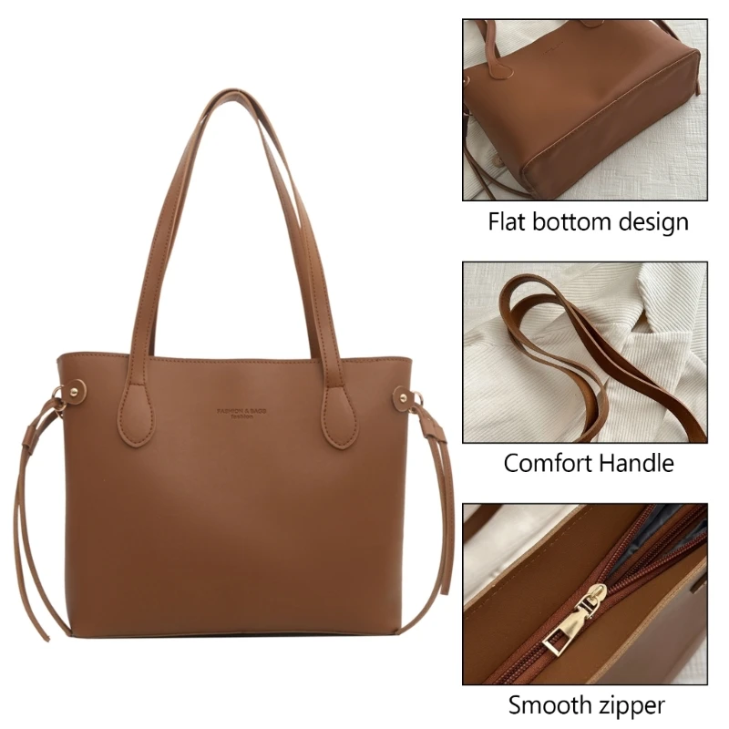 Women PU Leather Handbags Large Capacity Shoulder Bag Student School Bag Casual Bag Shopping Dating Bag for Work Travel