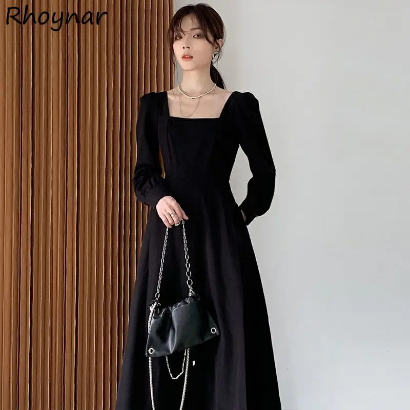 

Elegant Dresses Women Solid Vacation New Autumn All-match Soft Basics Korean Style Ladies Prevalent Vintage Delicate Personality