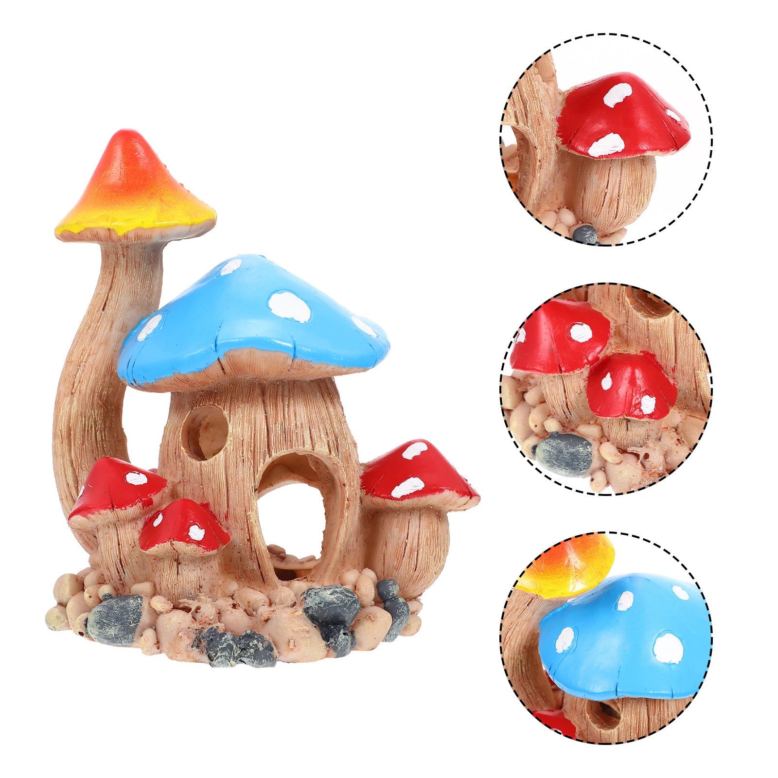 

Mushroom Shelter House Aquarium Rock Hideout Fish Hides Tank Landscape Decor Betta Accessory Shrimp Hiding Hideaway Toy