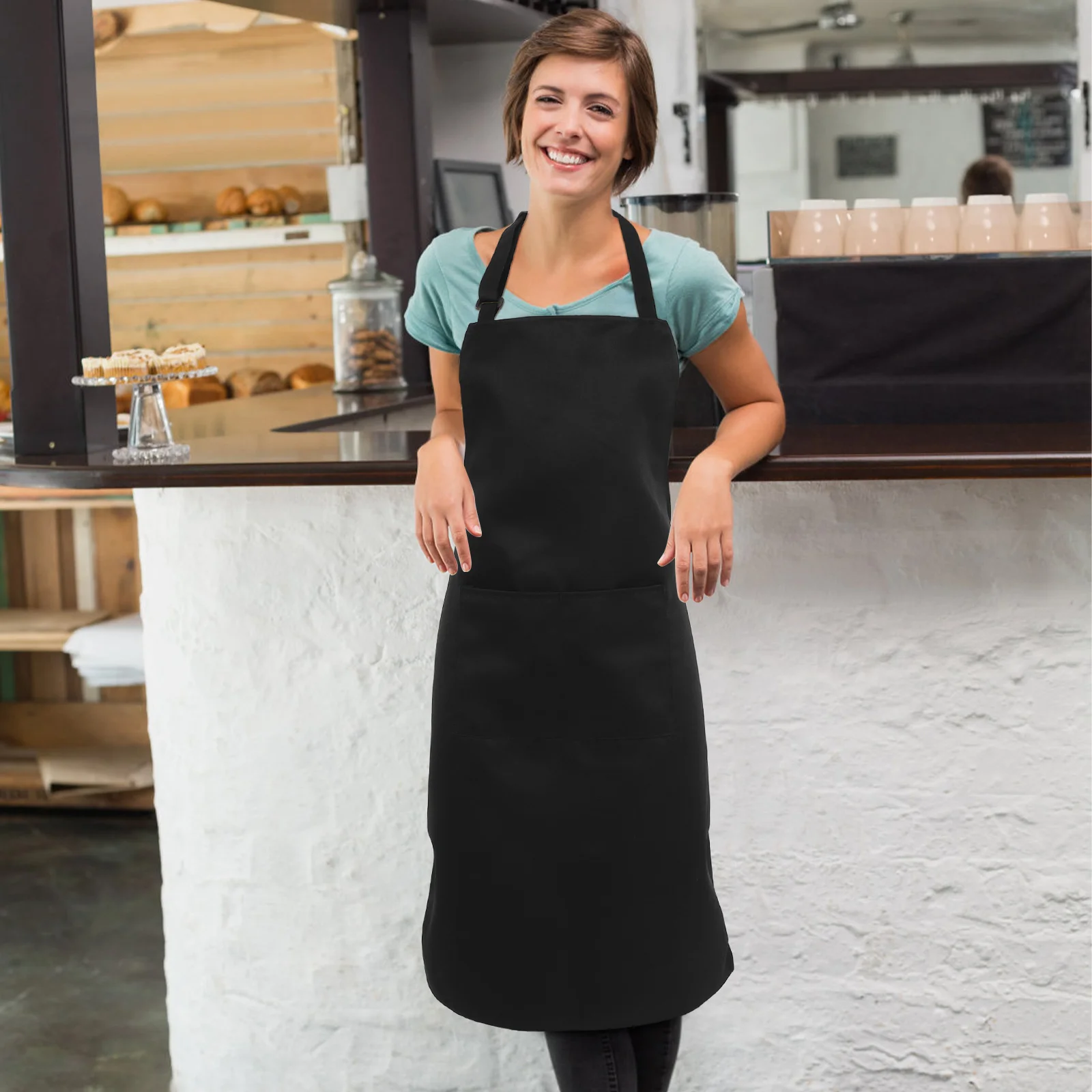 Grembiule da chef regolabile da 2 pezzi Grembiuli da cucina traspiranti in cotone poliestere per cucinare Grembiuli da chef per saloni d'arte