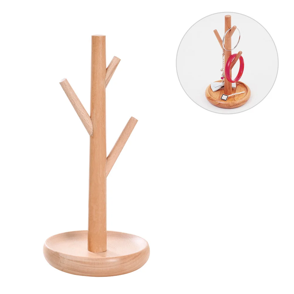 

1Pcs Jewelry Display Tree Shape Wooden Organizer Rack Earrings Holder Necklace Stand for Home Shop Use Earrings Rack