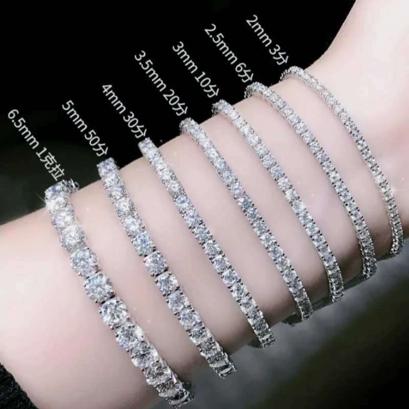 Bransoletka tenisowa Lab Grown Diamond CVD HPHT 3mm 14-karatowe białe złoto 18cm